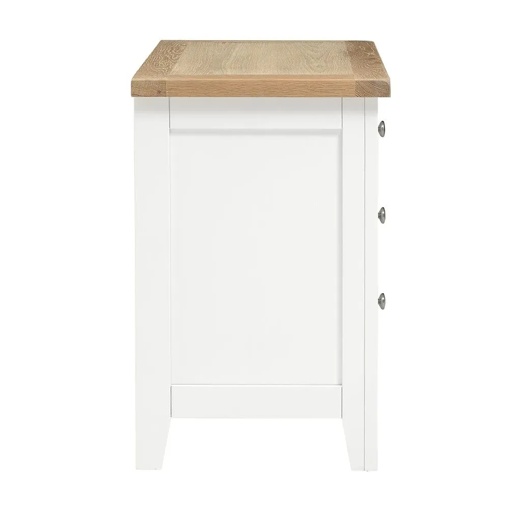 Jumbo Bedside Table with 3 Drawers - White, Oak