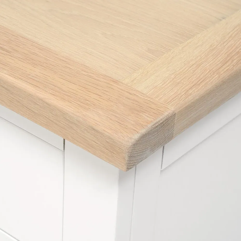 Jumbo Bedside Table with 3 Drawers - White, Oak