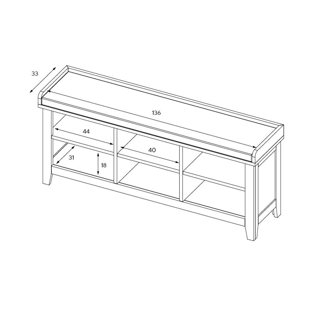 Large Shoe Storage Bench - White, Oak
