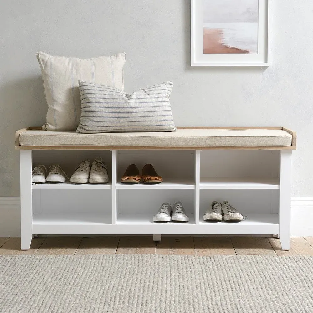 Large Shoe Storage Bench - White, Oak