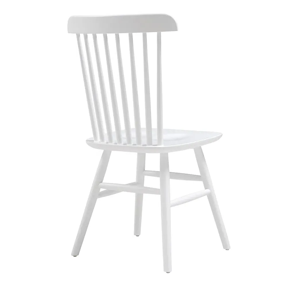 Round Extending Dining Table and 4 Spindleback Chairs - White, Oak