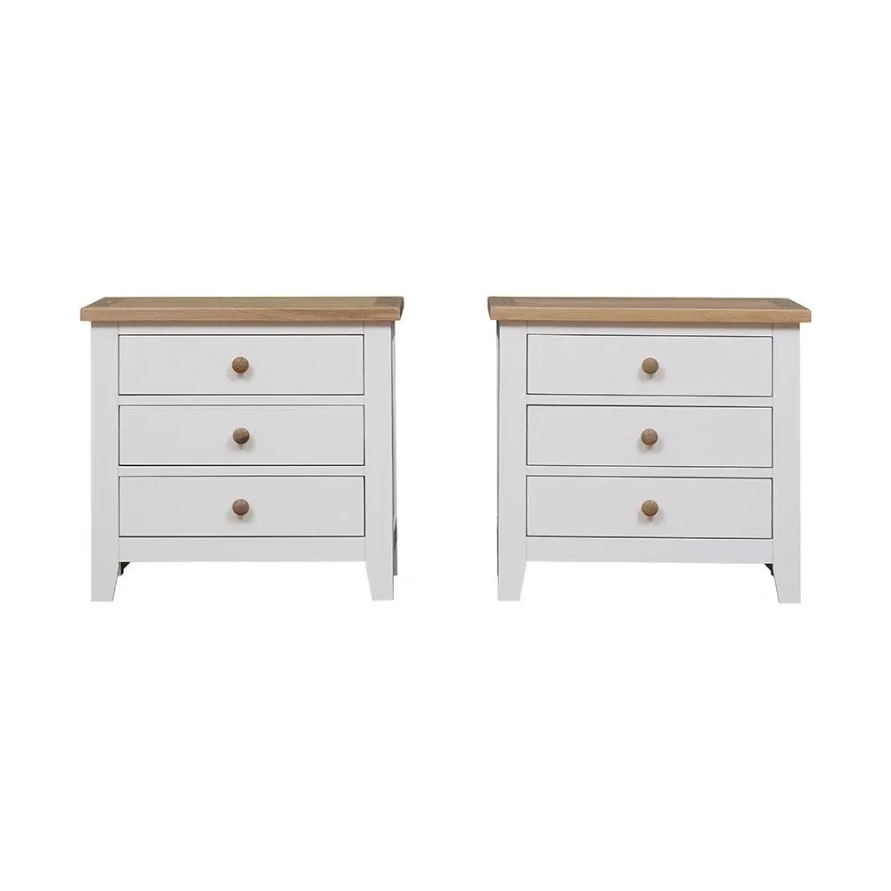 Set of 2 Jumbo Bedside Tables - White, Oak