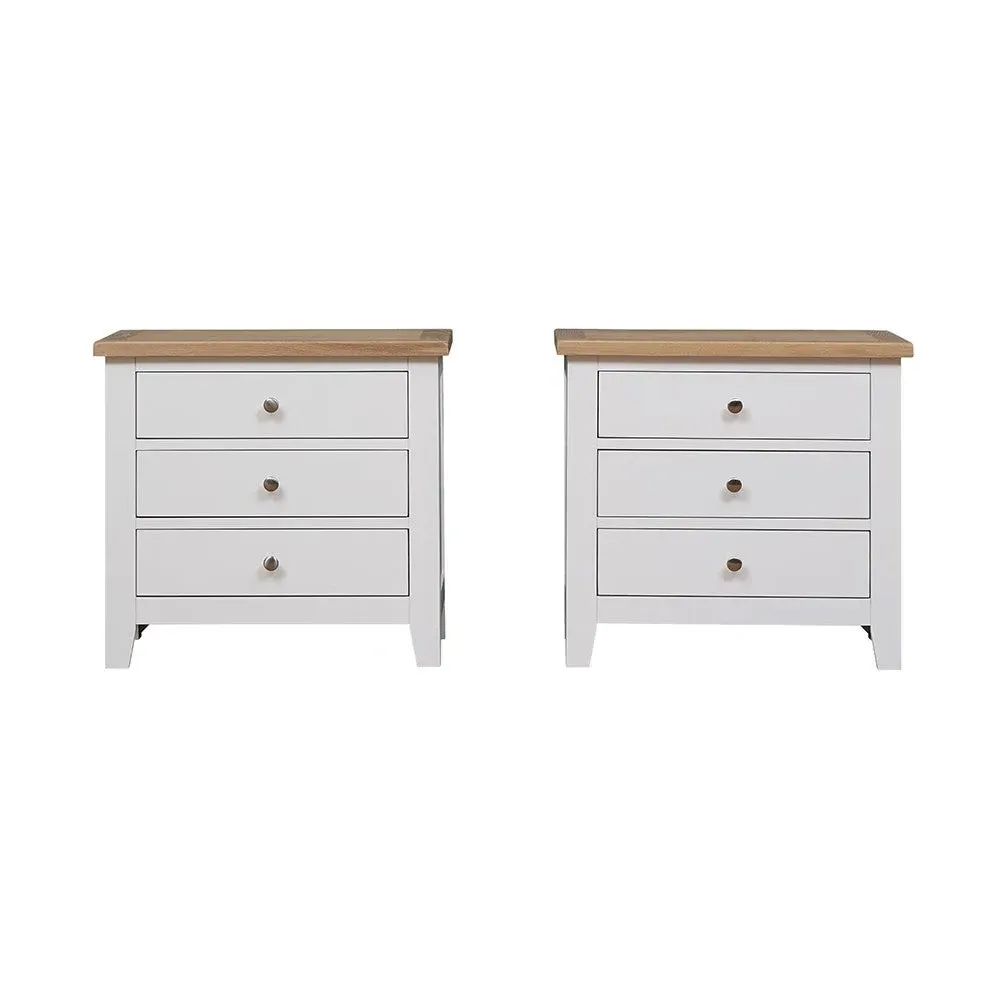 Set of 2 Jumbo Bedside Tables - White, Oak