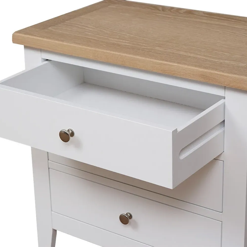 Set of 2 Jumbo Bedside Tables - White, Oak