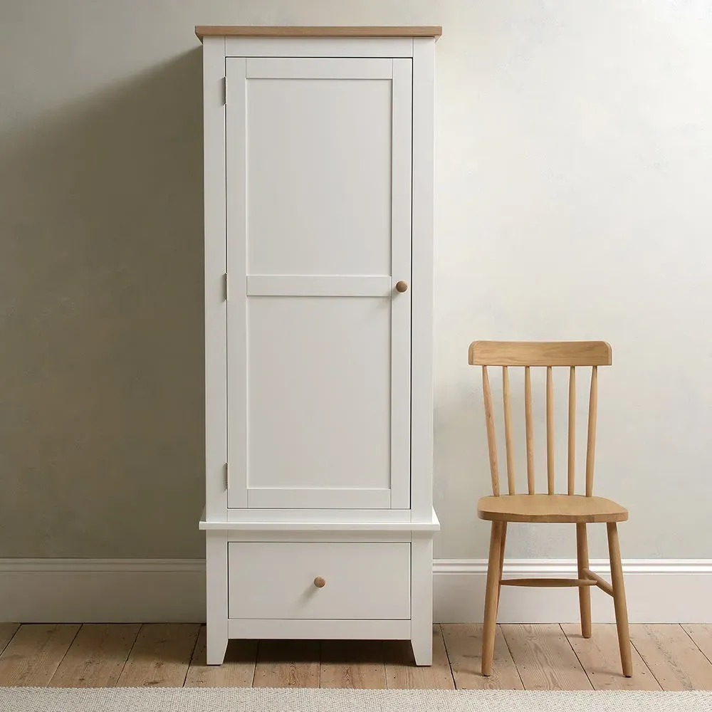 Single Wardrobe - White, Oak