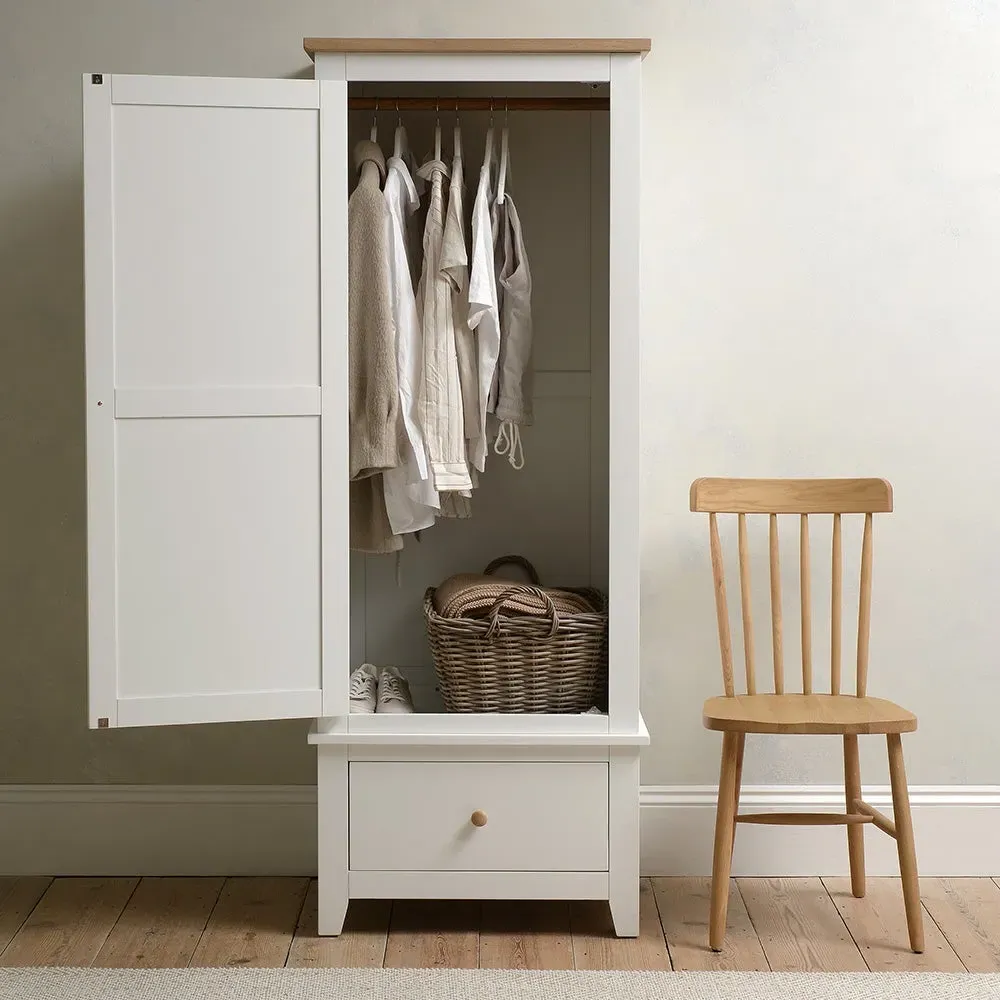 Single Wardrobe - White, Oak image