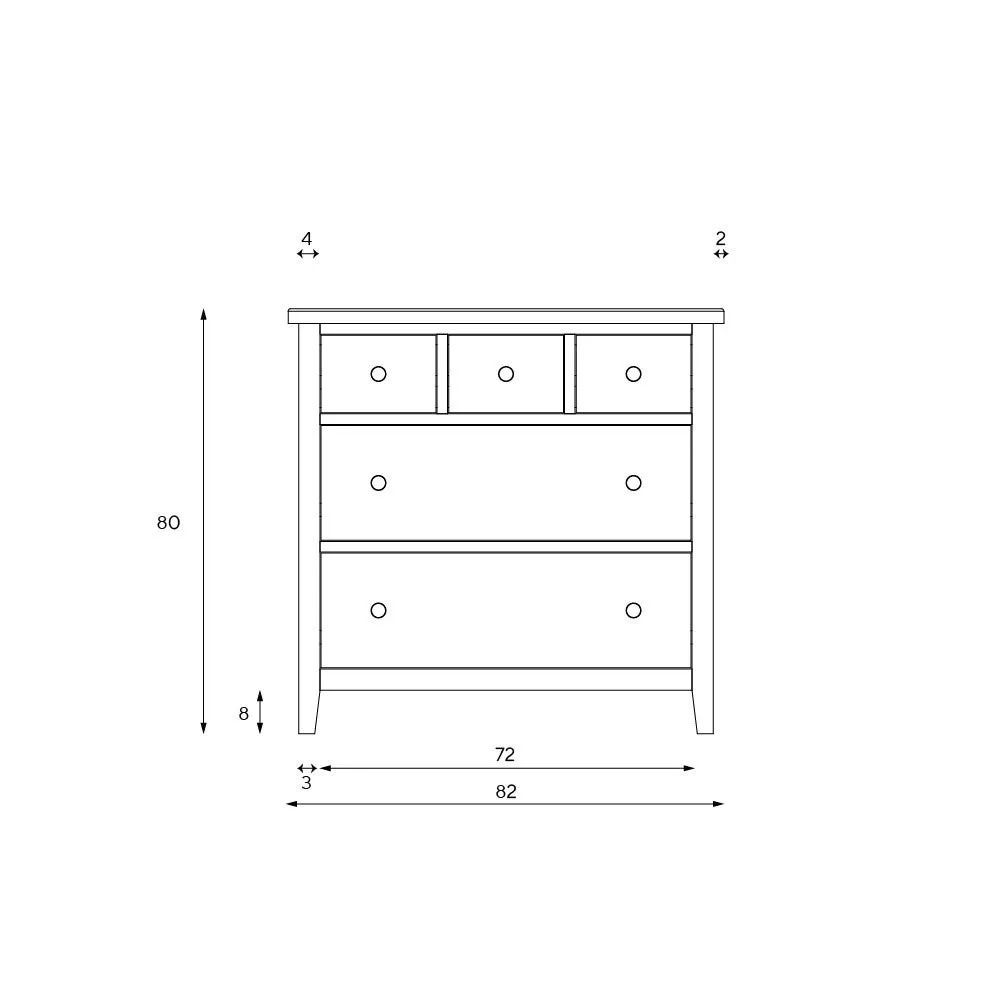 Small 5 Drawer Chest - White