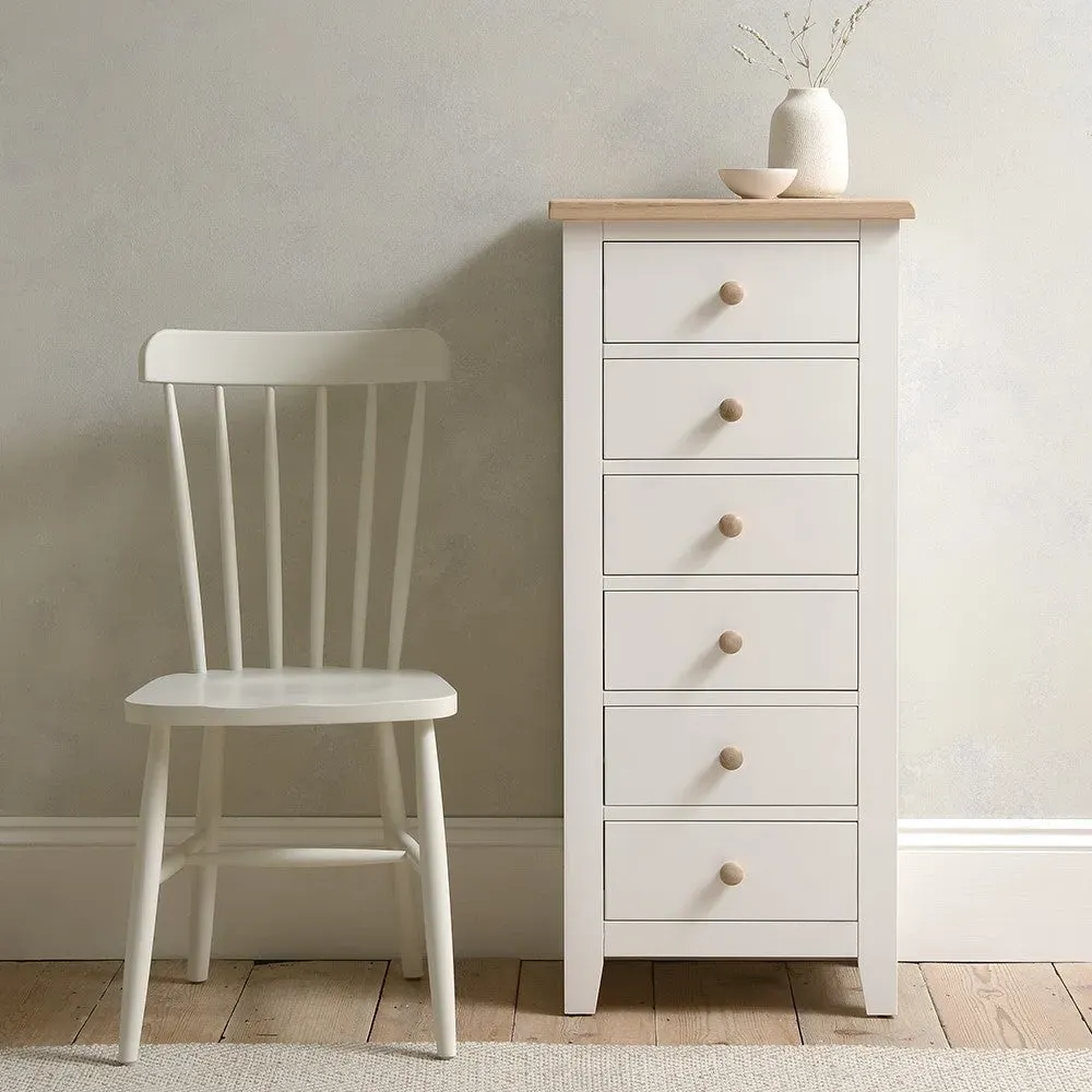 Tallboy with 6 Drawers - White, Oak image