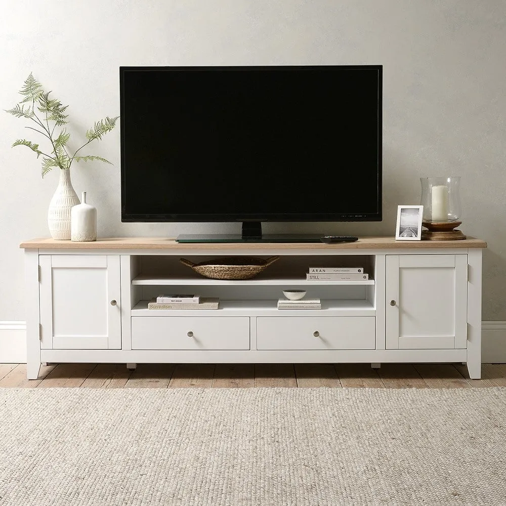 TV Stand with Storage - White, Oak