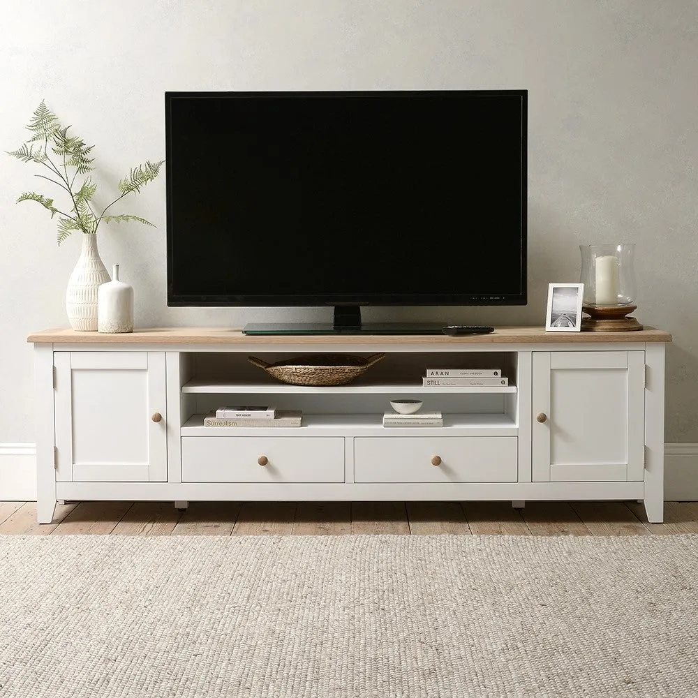 TV Stand with Storage - White, Oak image