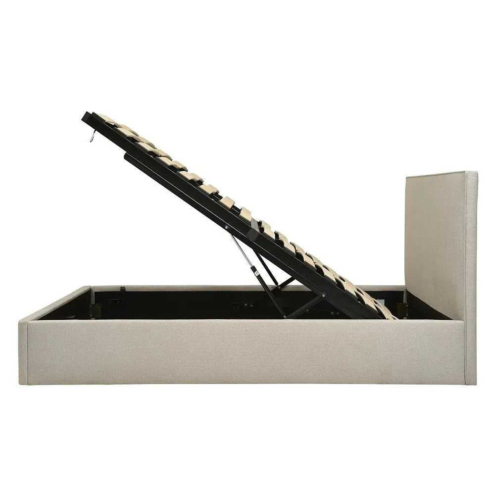 Double Ottoman Bed with Storage - Natural, Tweed