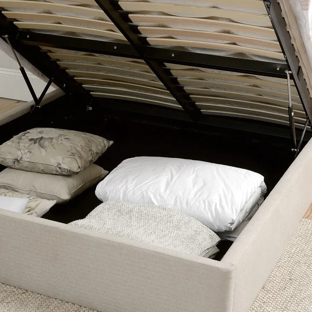 Double Ottoman Bed with Storage - Natural, Tweed