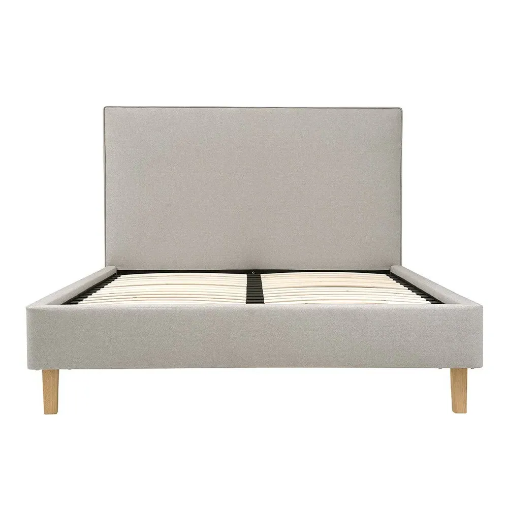 Double Upholstered Bed - Natural Tweed