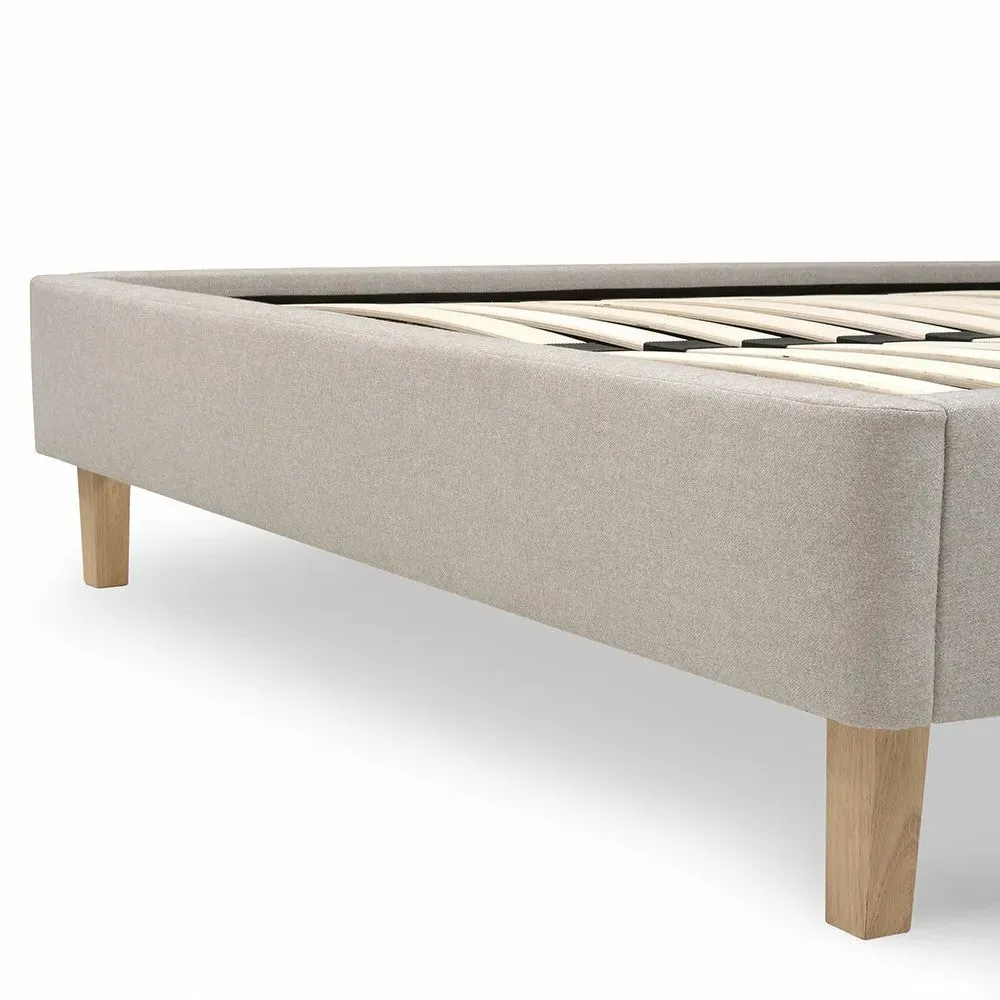 Double Upholstered Bed - Natural Tweed