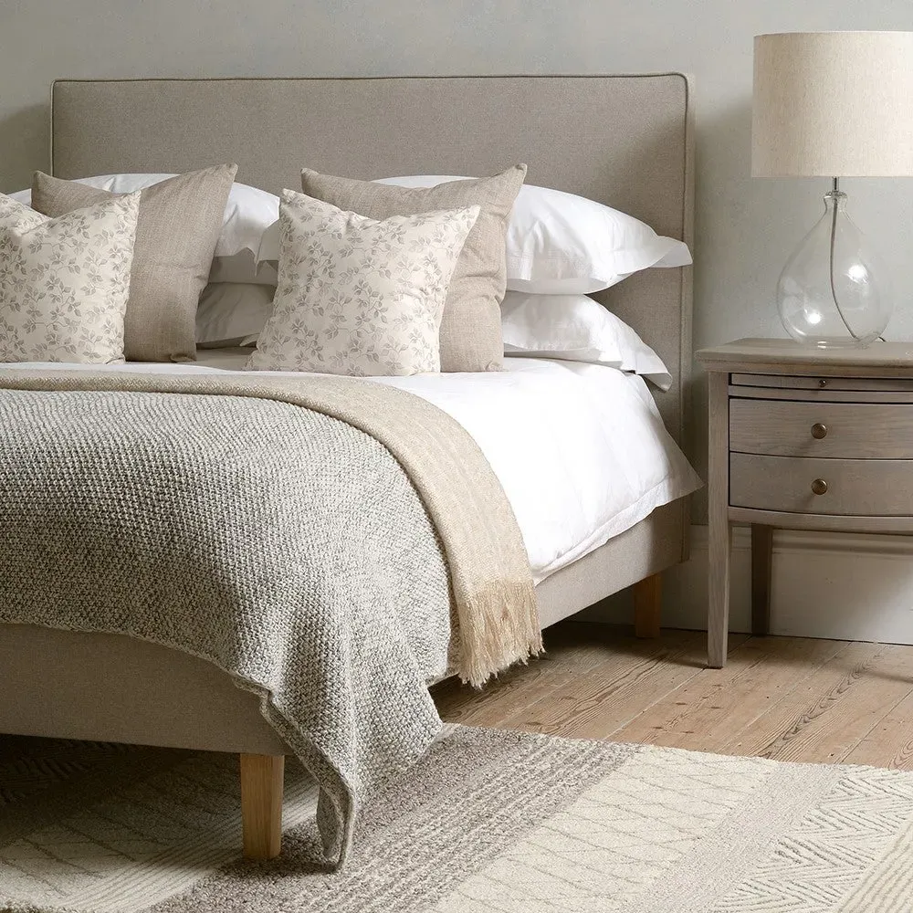 Double Upholstered Bed - Natural Tweed