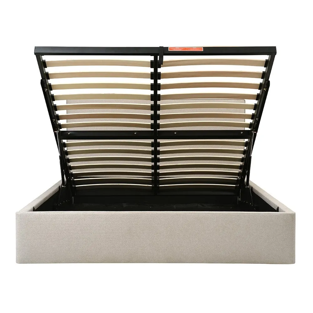 King Size Ottoman Bed with Storage - Natural, Tweed