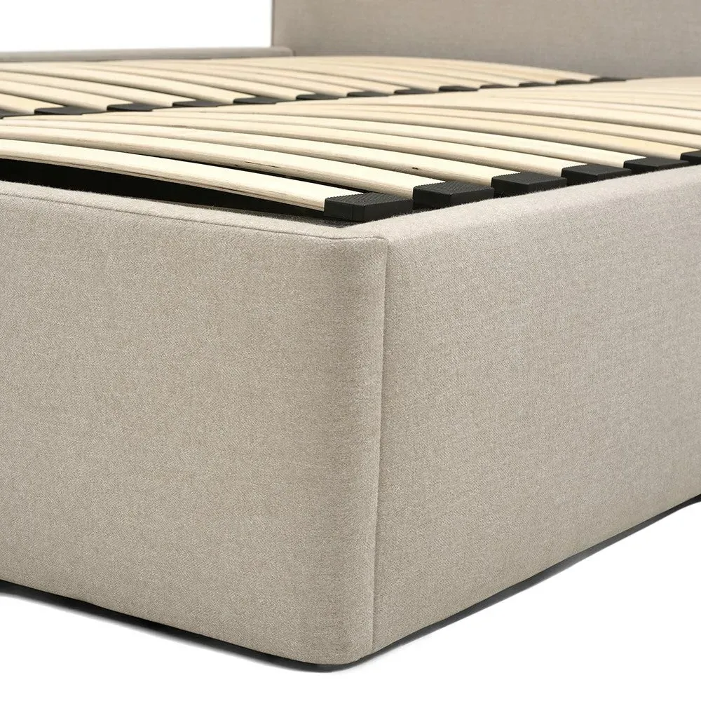 Super King Ottoman Bed with Storage - Natural, Tweed