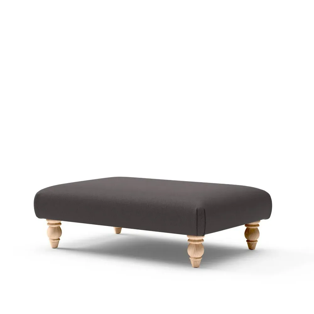 Rectangular Foot Stool - Grey Brown, Chunky Cotton