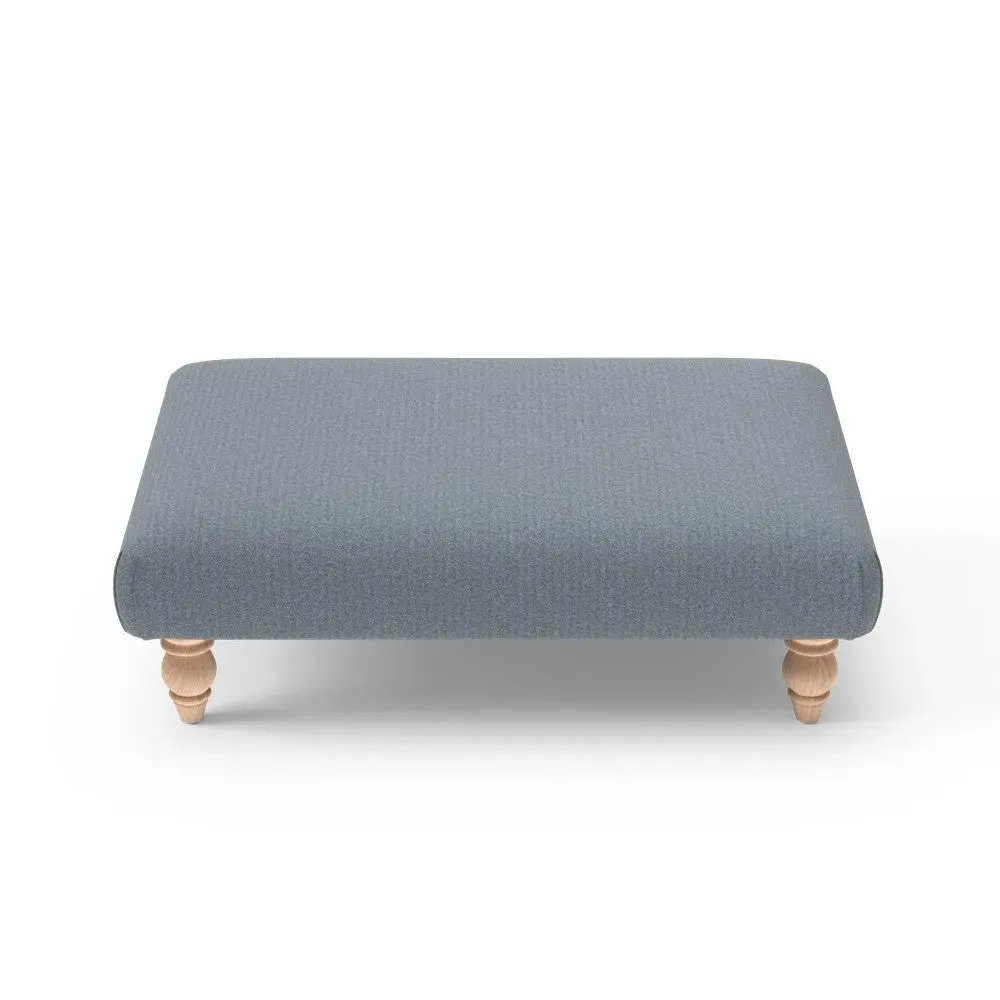 Rectangular Foot Stool - Navy, Eco Herringbone