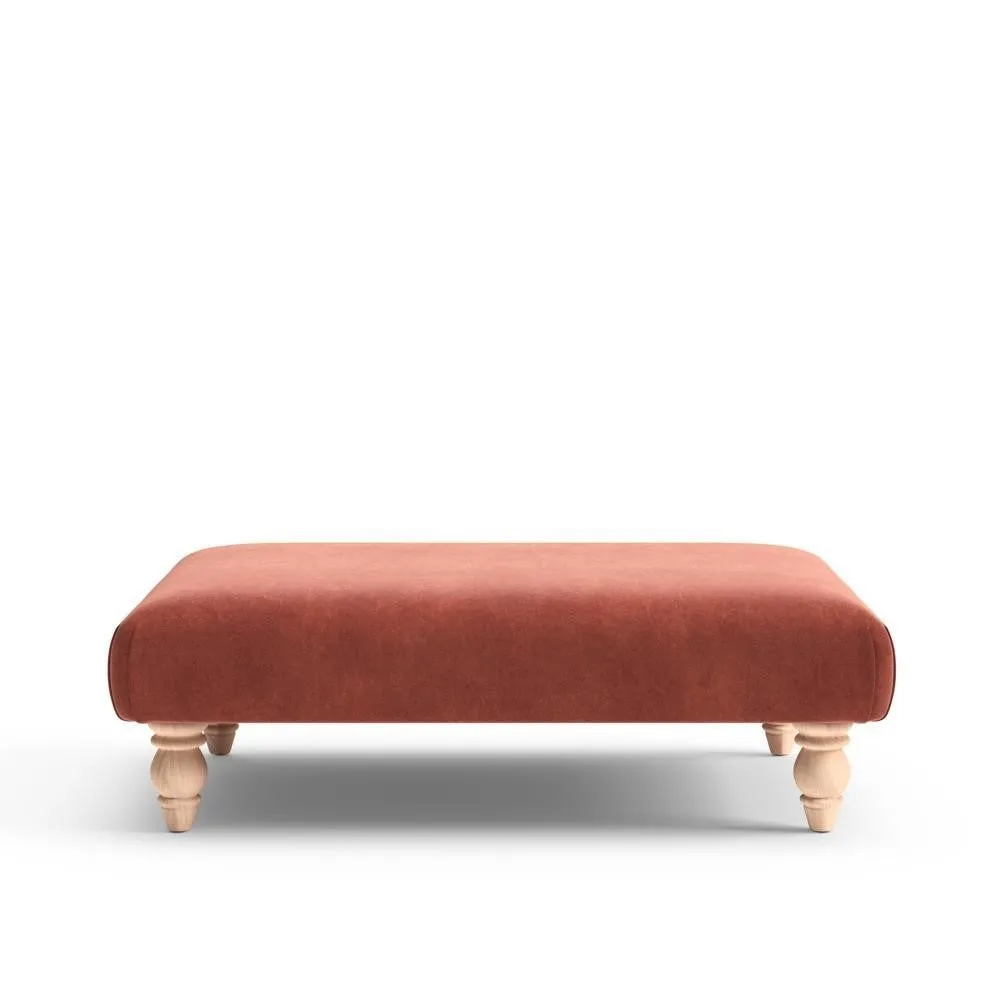Rectangular Footstool - Brick, Velvet