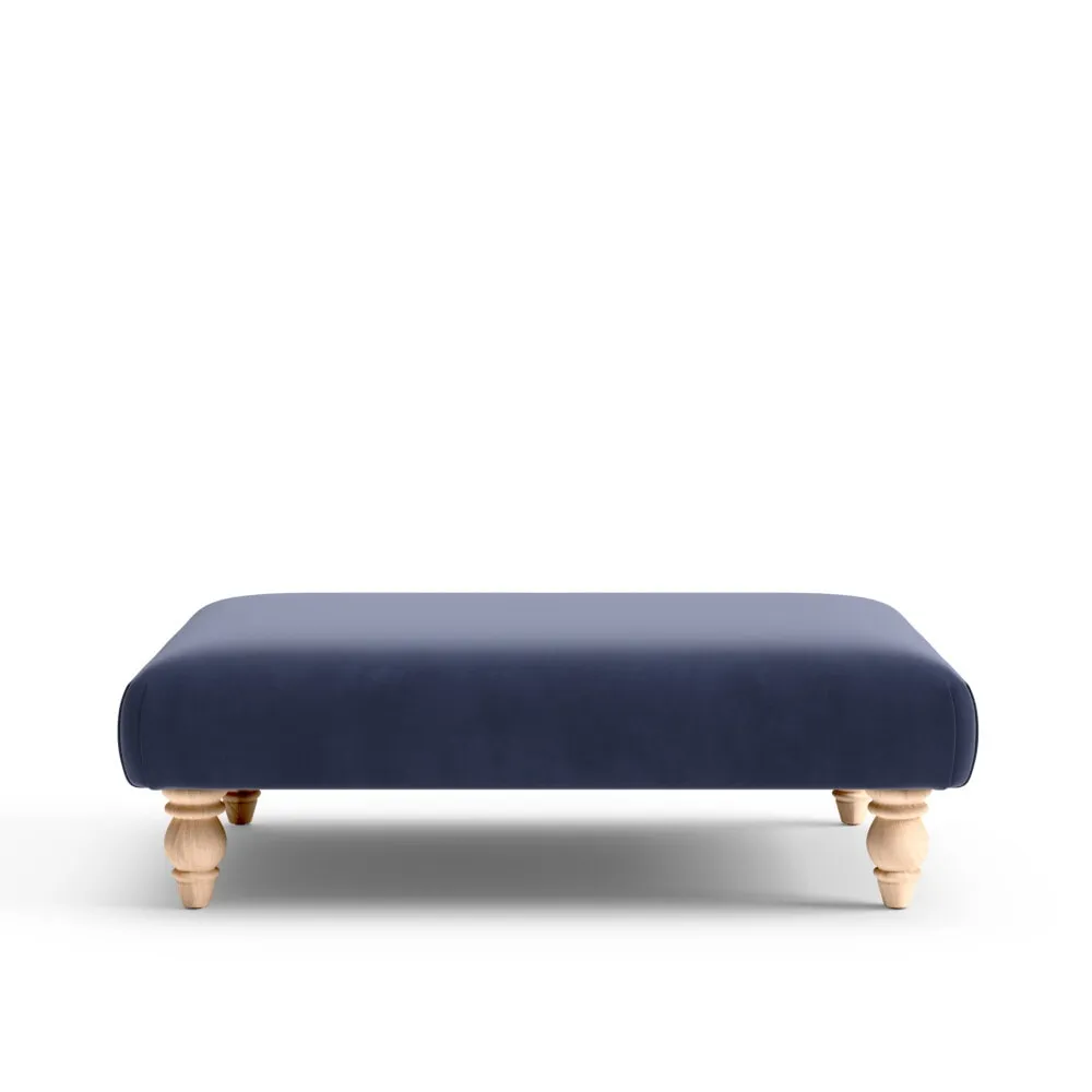 Rectangular Footstool - Deep Blue, Velvet