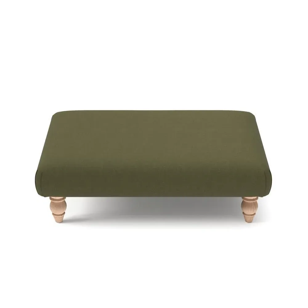 Rectangular Footstool - Forest Green, House Linen Mix