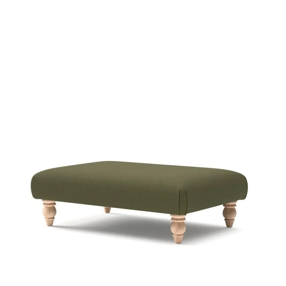 Rectangular Footstool - Forest Green, House Linen Mix