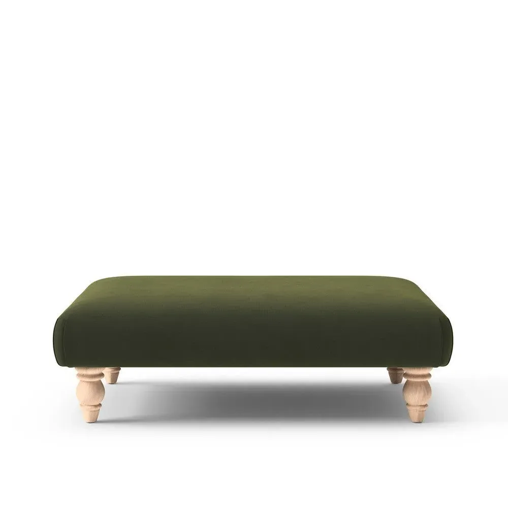 Rectangular Footstool - Forest Green, Matt Velvet
