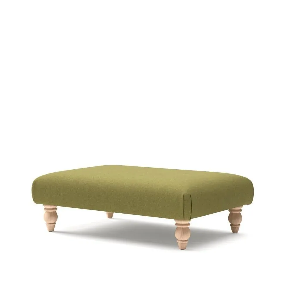 Rectangular Footstool - Green, House Linen Mix