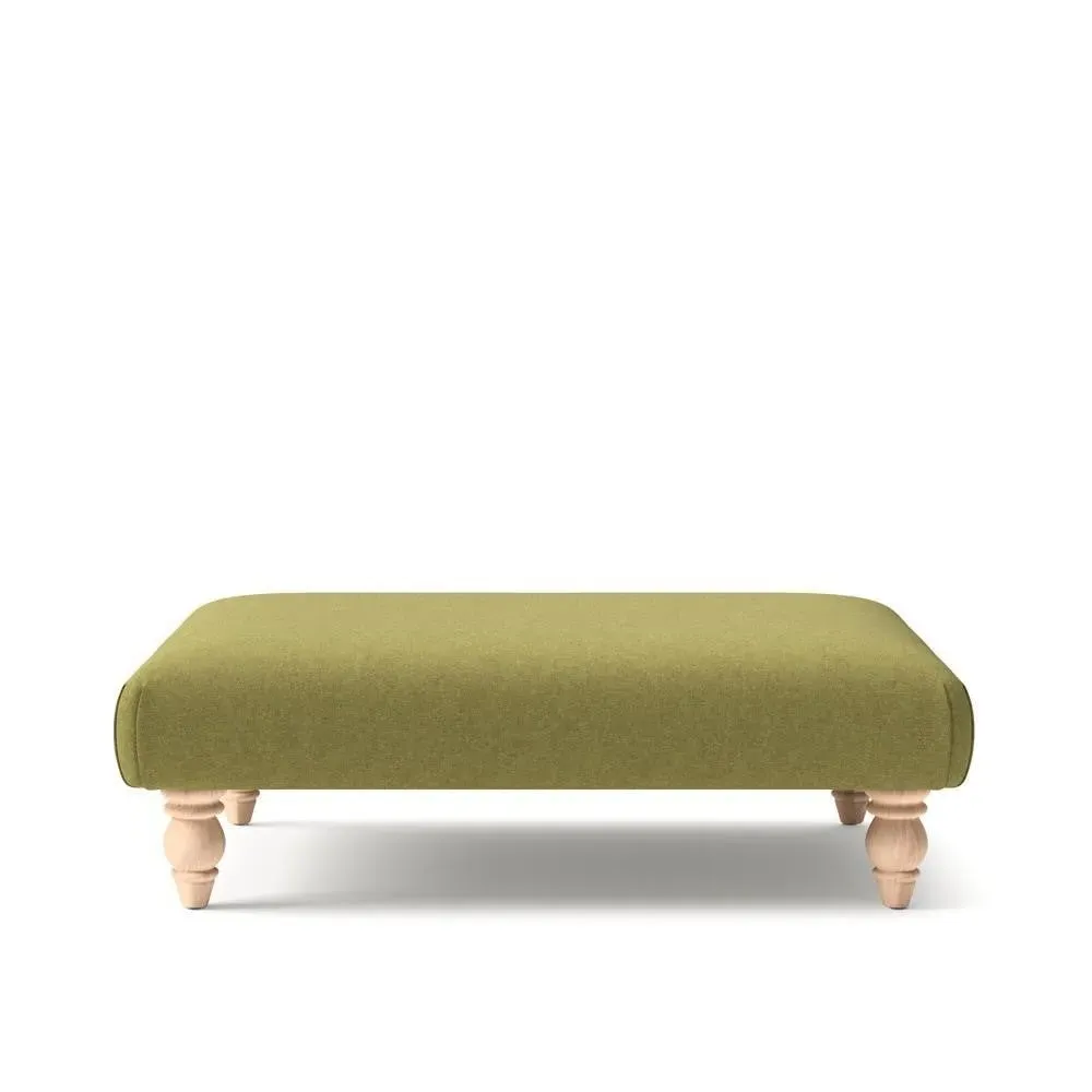 Rectangular Footstool - Green, House Linen Mix