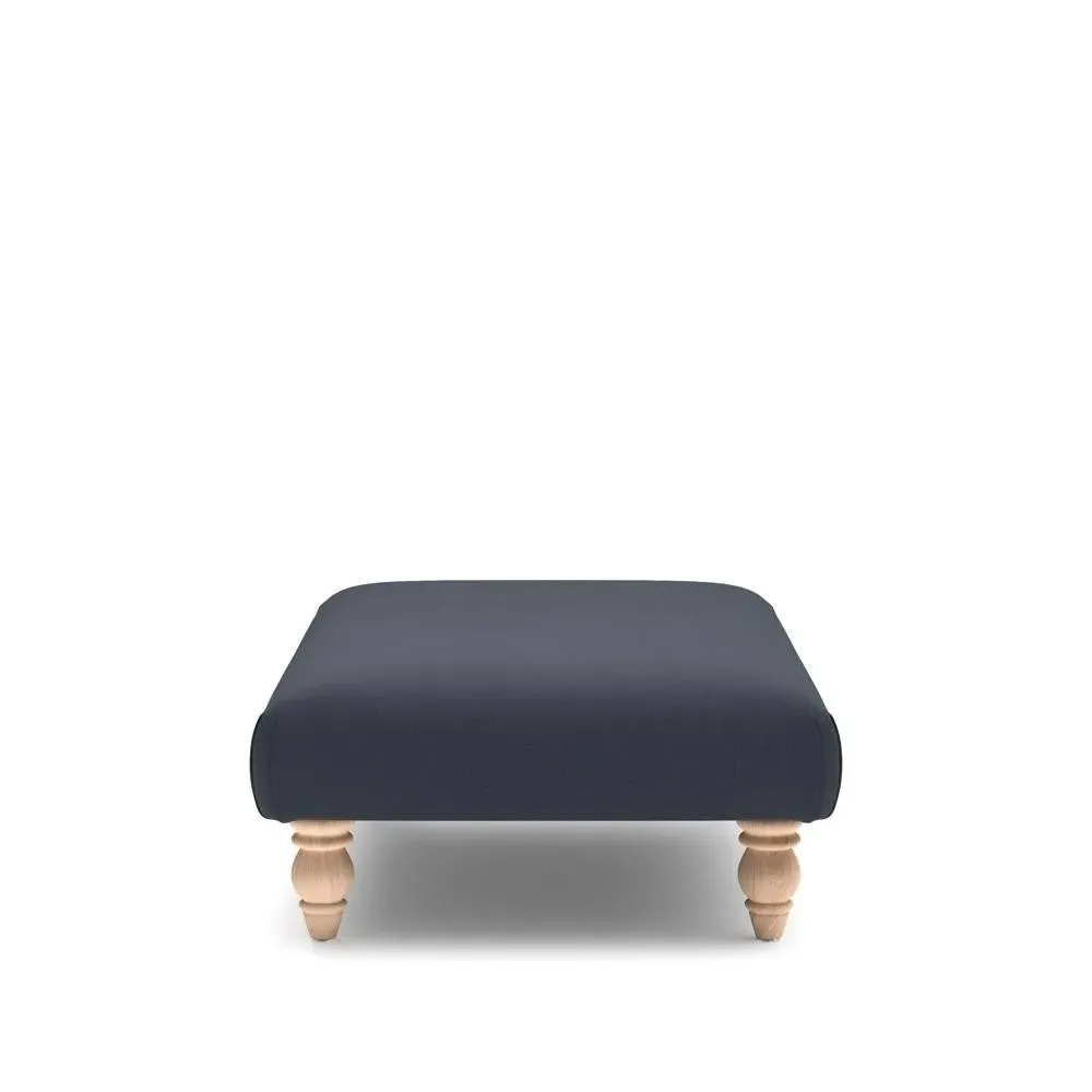 Rectangular Footstool - Ink, House Linen Mix
