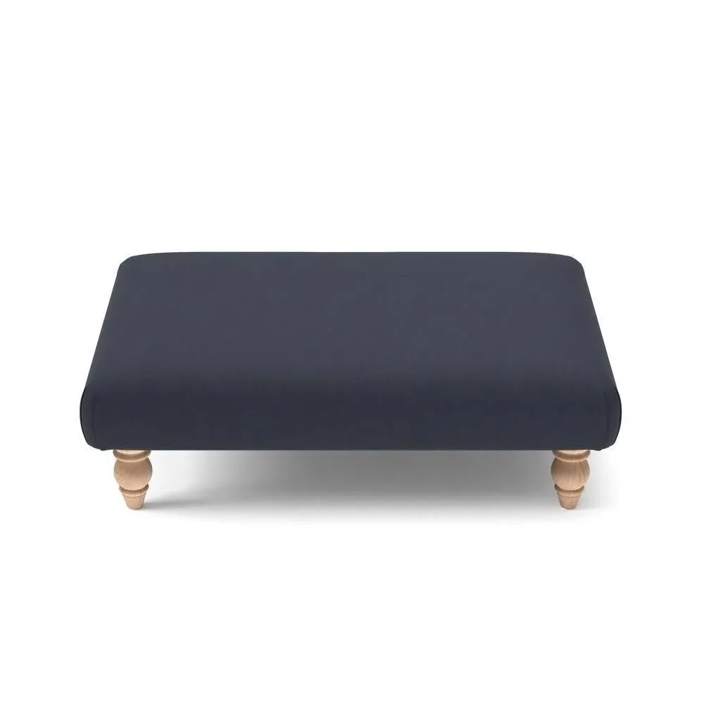 Rectangular Footstool - Ink, House Linen Mix