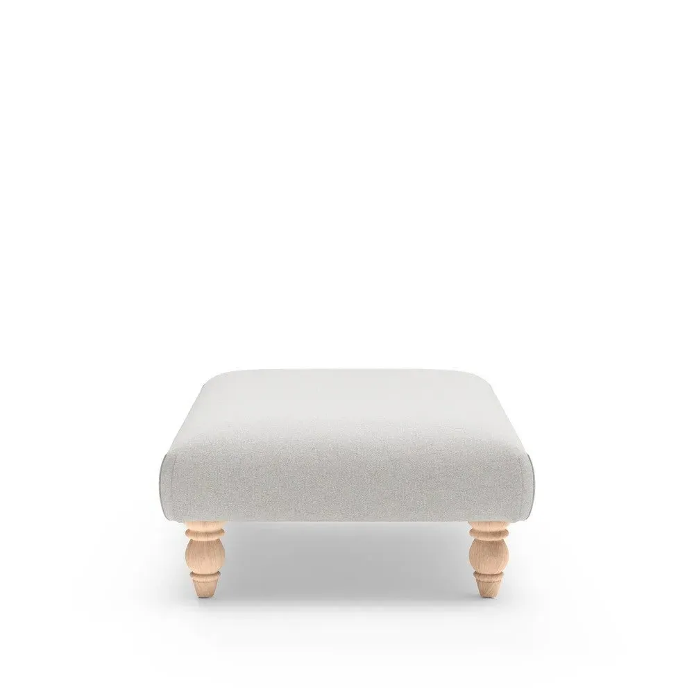 Rectangular Footstool - Light Grey, Chunky Cotton
