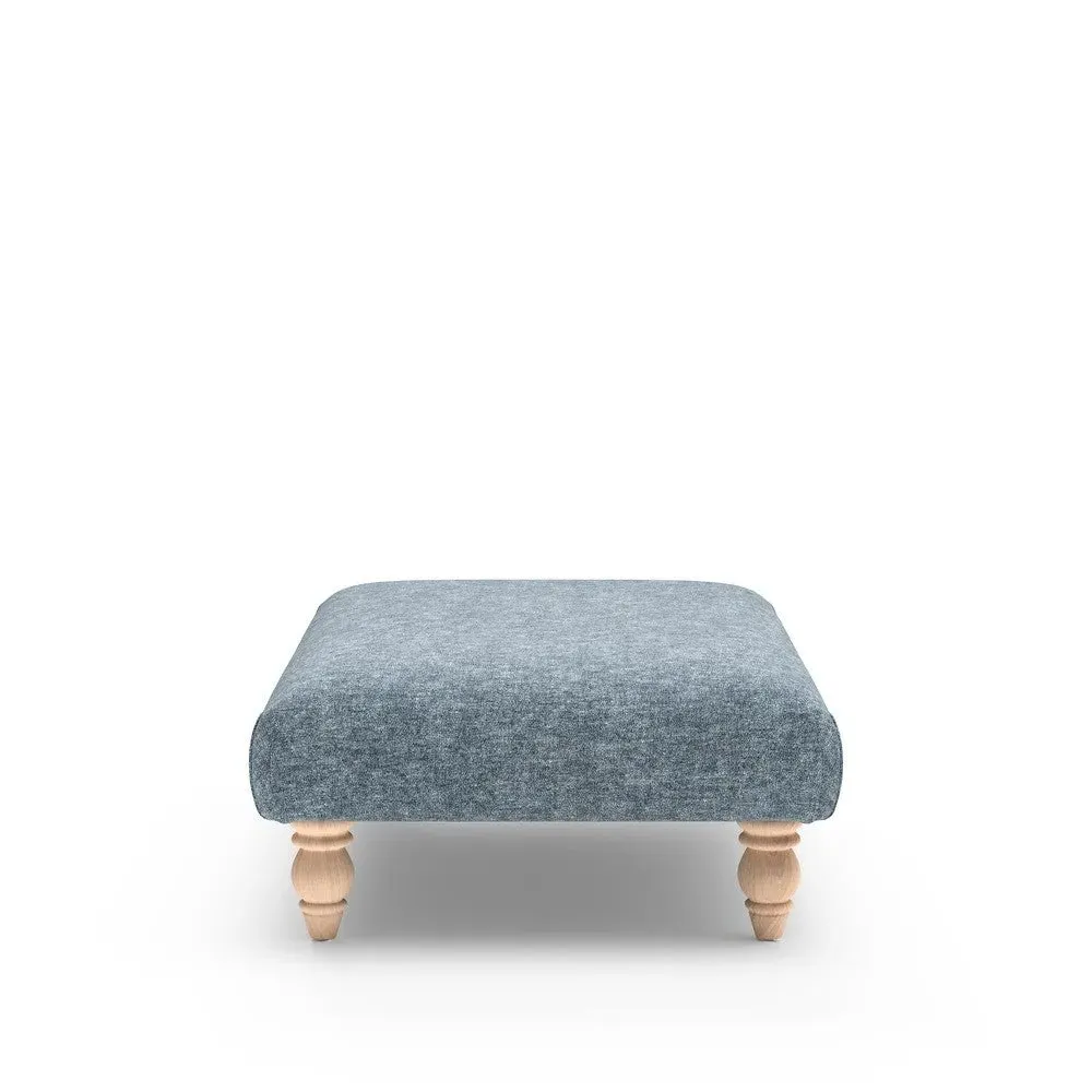 Rectangular Footstool - Mid Blue, Aquaclean Oxford