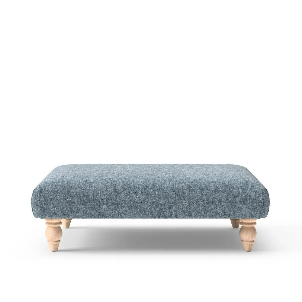 Rectangular Footstool - Mid Blue, Aquaclean Oxford