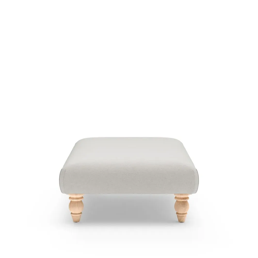 Rectangular Footstool - Mid Grey, Chunky Cotton