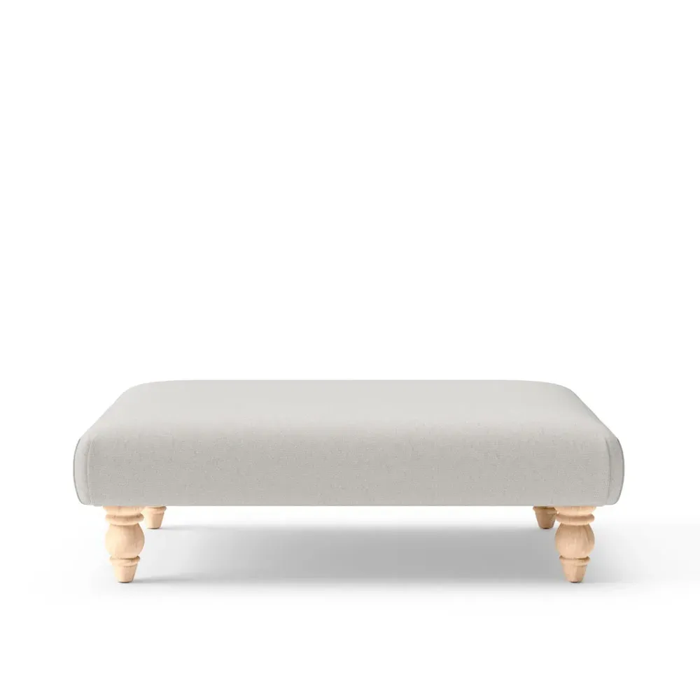 Rectangular Footstool - Mid Grey, Chunky Cotton