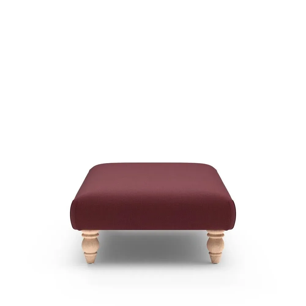 Rectangular Footstool - Red, House Linen Mix