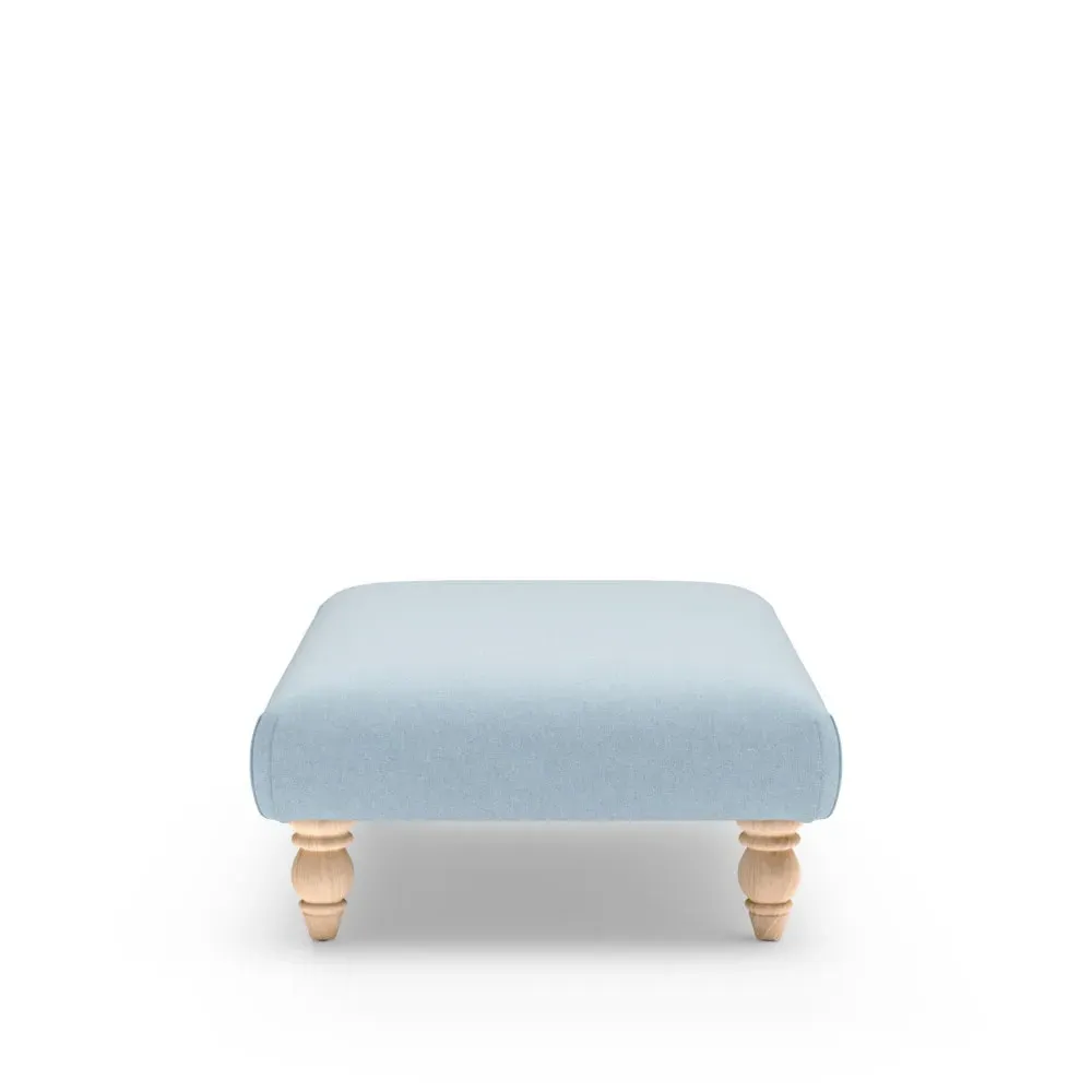 Rectangular Footstool - Sky Blue, House Linen Mix