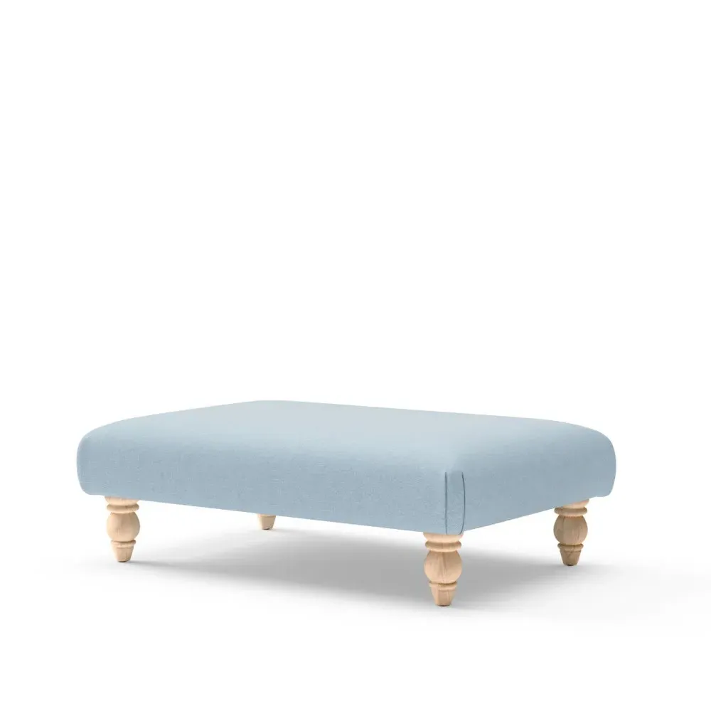 Rectangular Footstool - Sky Blue, House Linen Mix