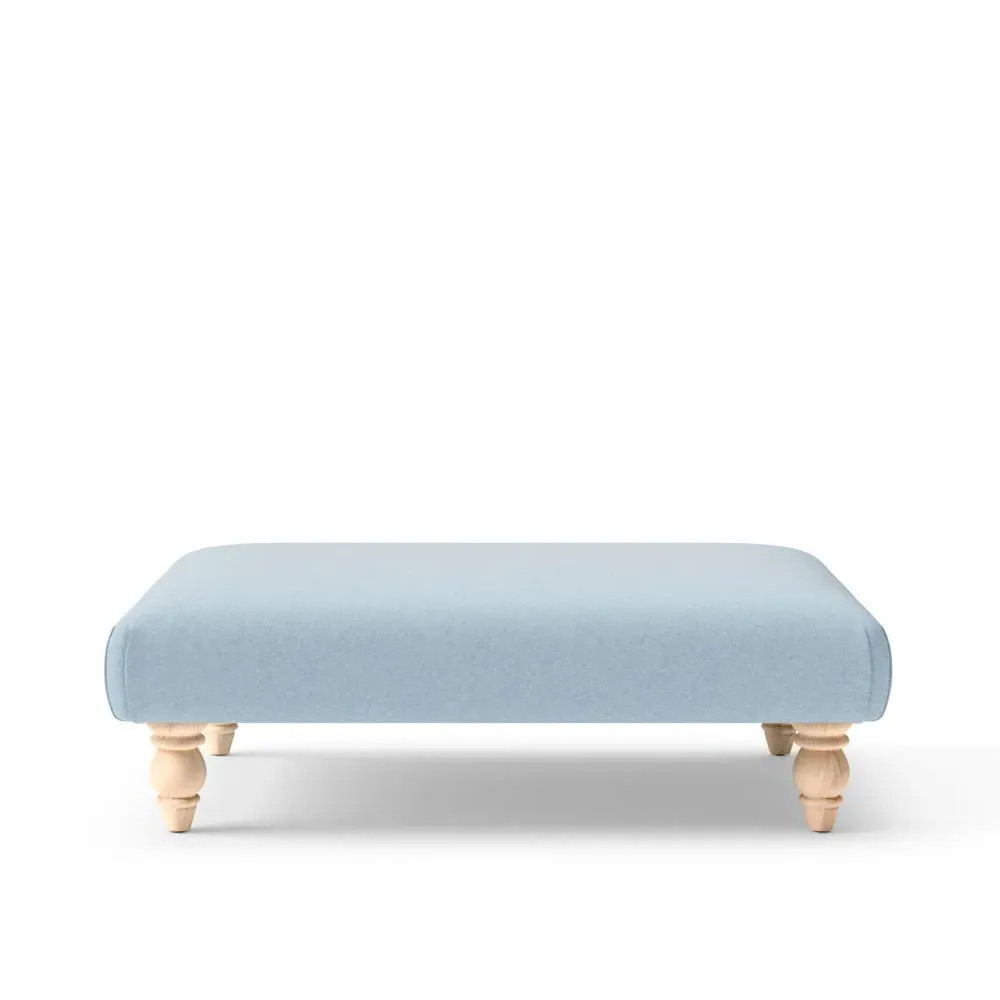 Rectangular Footstool - Sky Blue, House Linen Mix