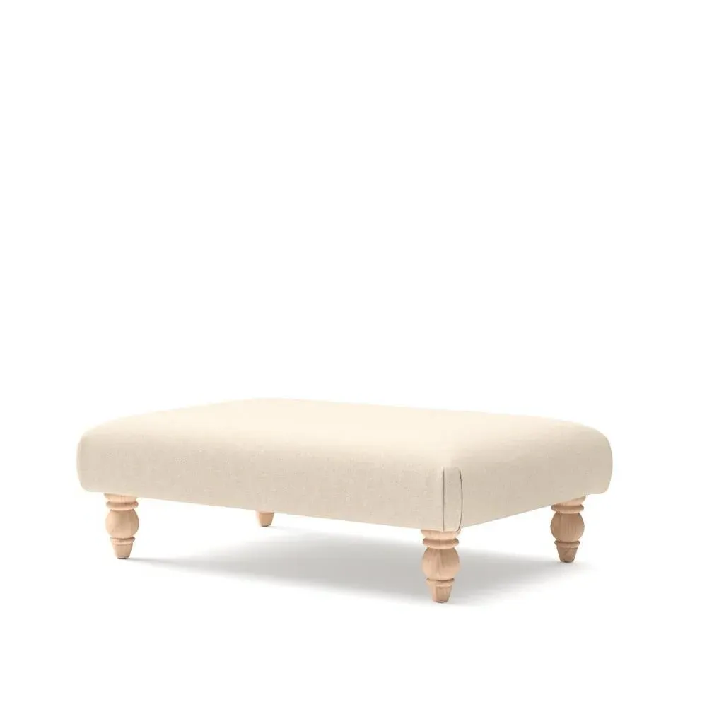 Rectangular Footstool - White, House Linen Mix