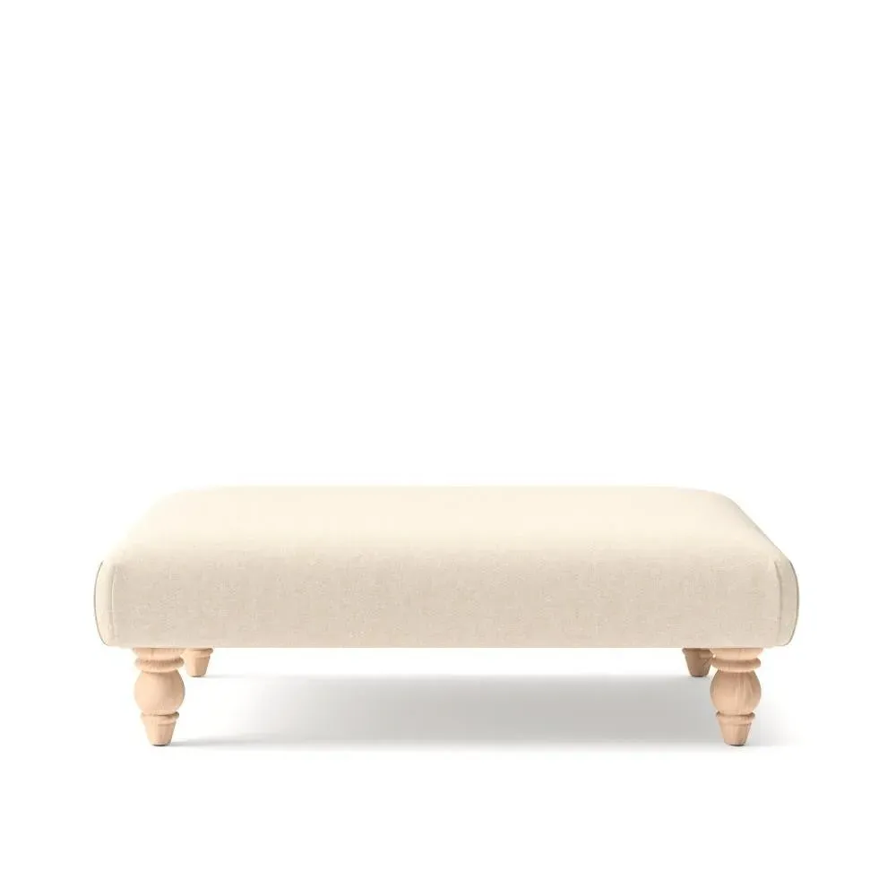Rectangular Footstool - White, House Linen Mix