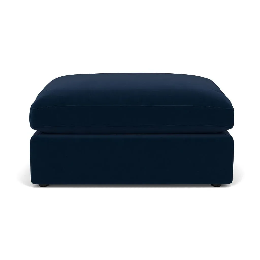 Clarke Large Foot Stool - Deep Blue, Matt Velvet