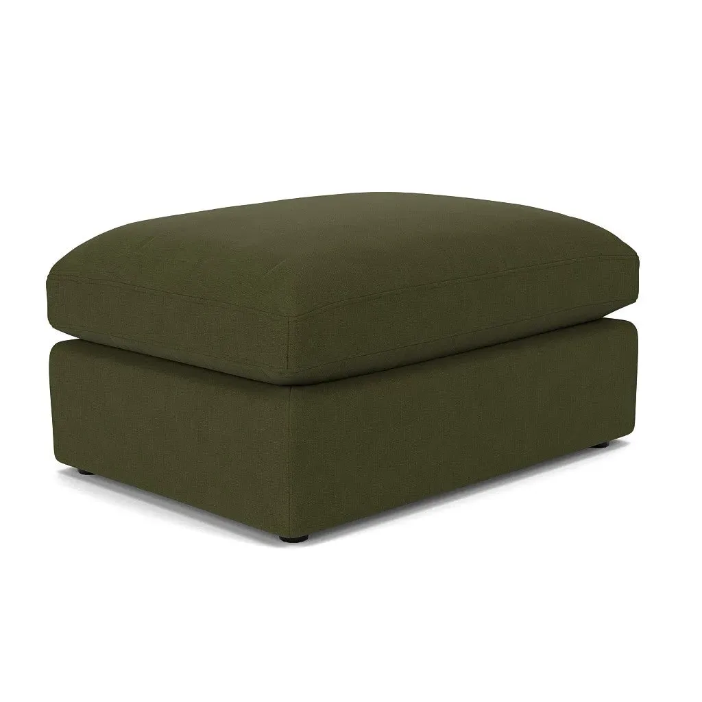 Clarke Large Foot Stool - Forest Green, House Linen Mix