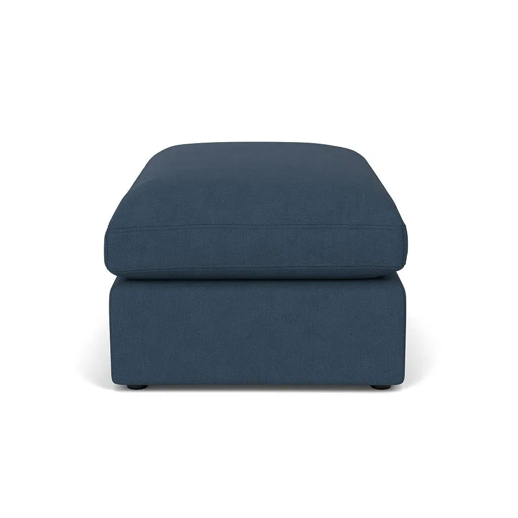 Clarke Large Foot Stool - Indigo, House Linen Mix
