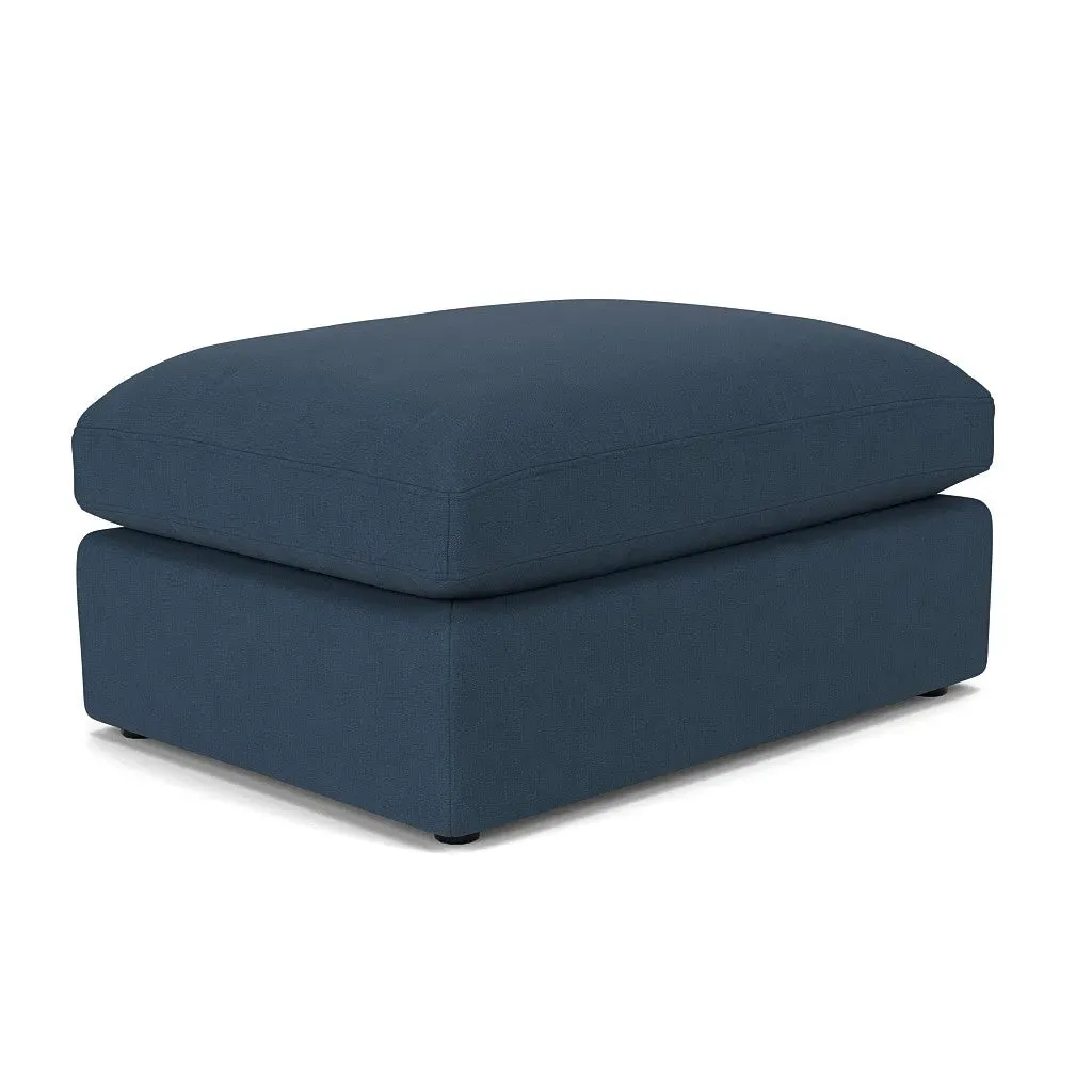 Clarke Large Foot Stool - Indigo, House Linen Mix