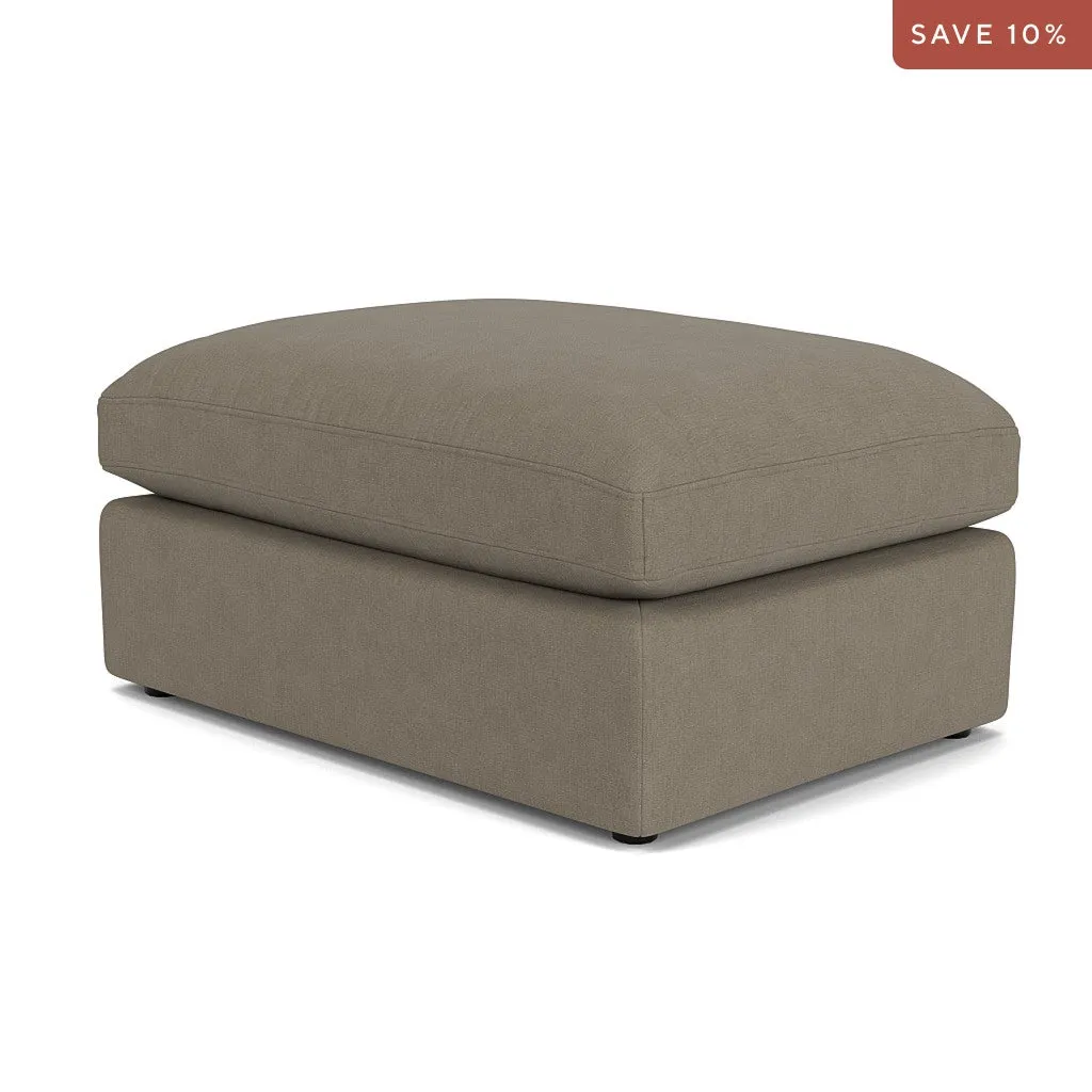 Clarke Large Foot Stool - Mid Grey, House Linen Mix