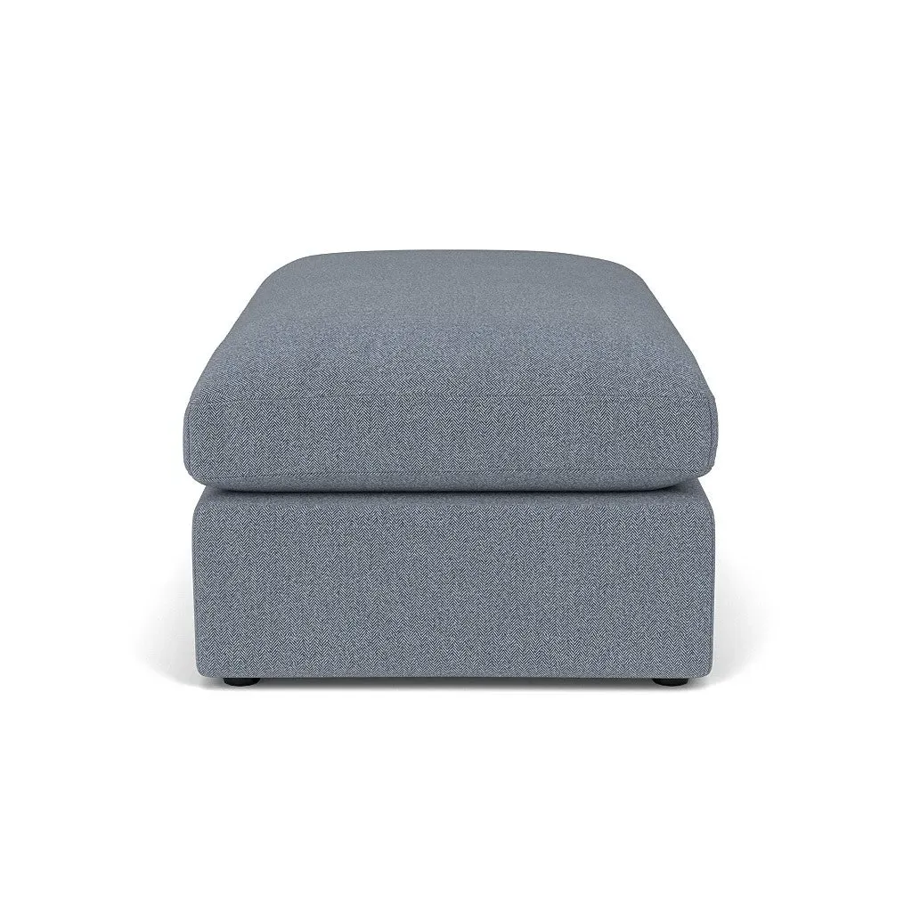 Clarke Large Foot Stool - Navy, Eco Herringbone