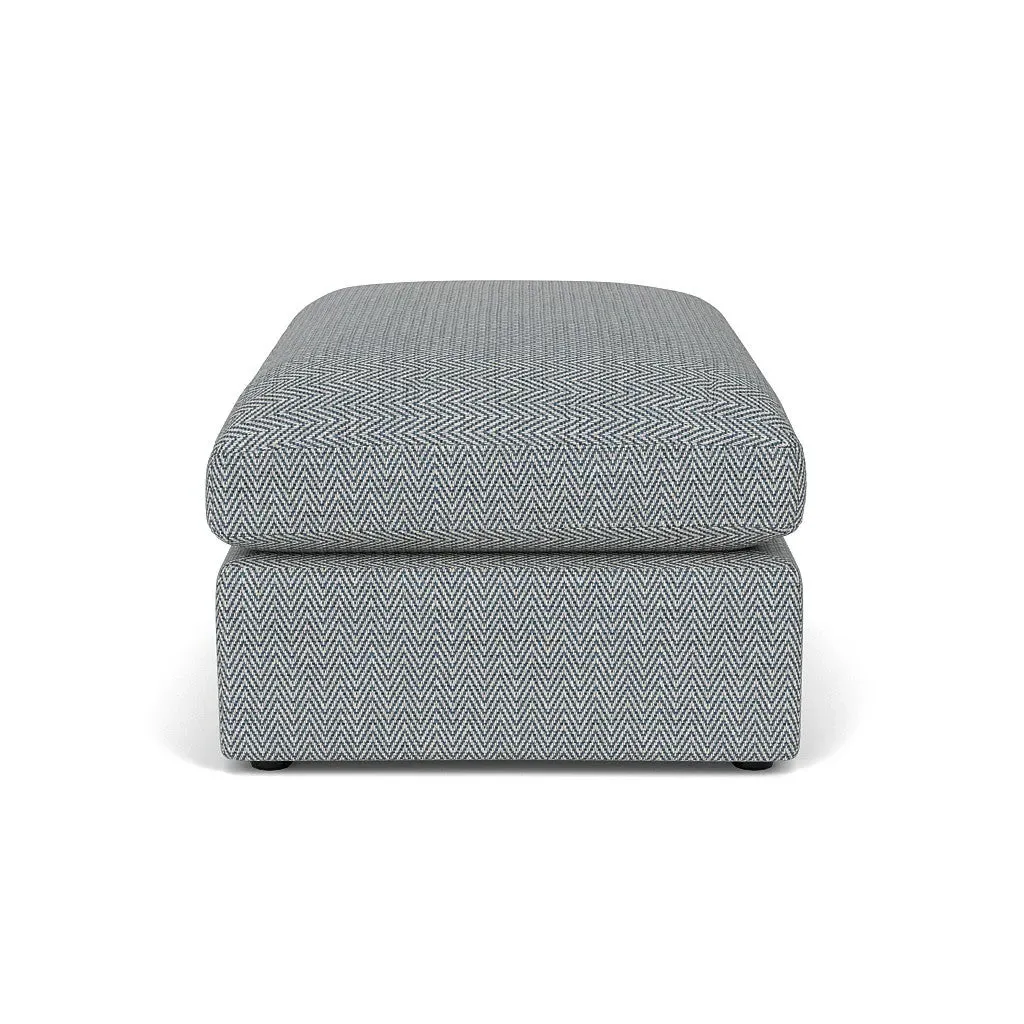 Clarke Large Foot Stool - Navy, Herringbone Weave
